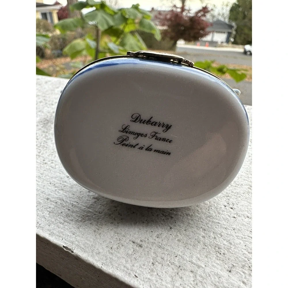 Limoges France Dubarry Dolphin Waves Trinket Box Sailboat Clasp Hand Painted